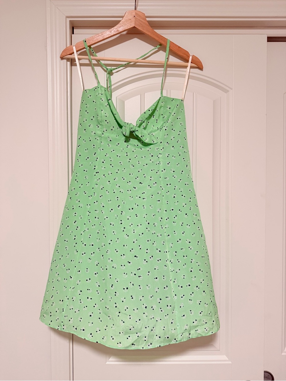 BCBGeneration Mint Green Floral Slip Dress with Bow Front